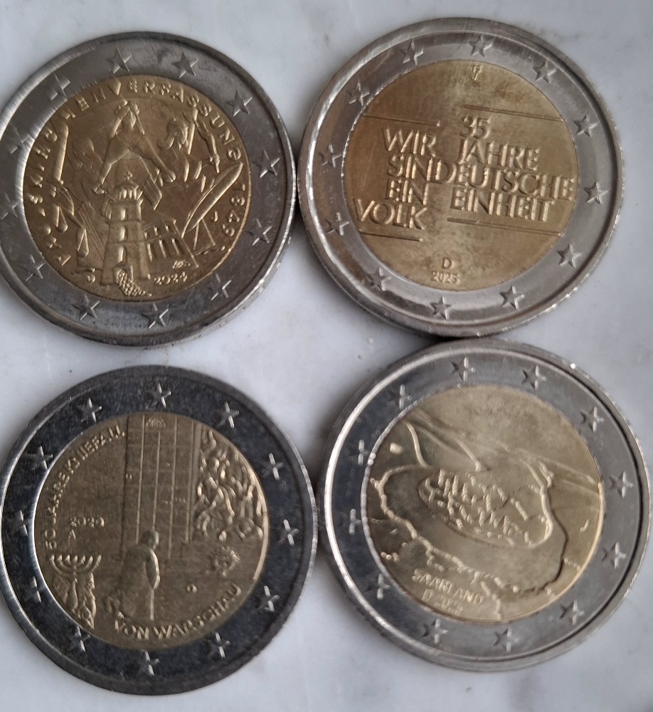  Deutschland 4 x 2 Euro Gedenkmünzen   
