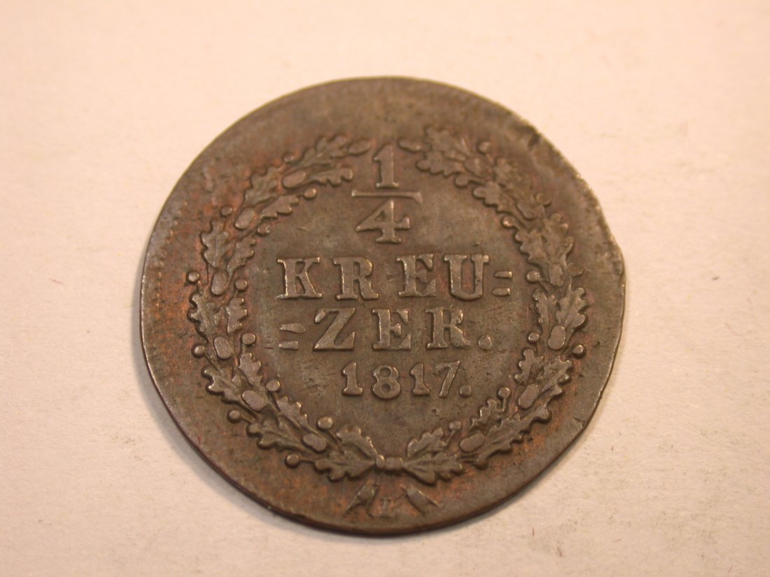 K06 Nassau 1/4 Kreuzer 1817 in ss+ Originalbilder