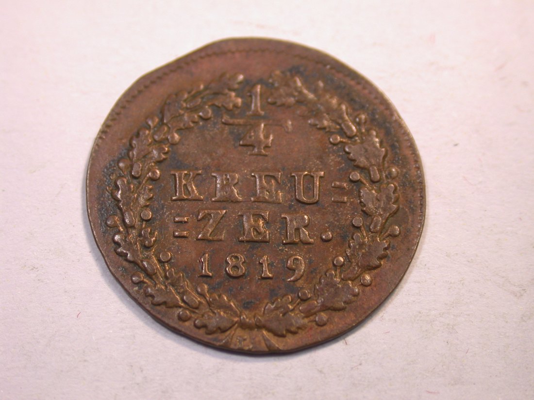 K06 Nassau 1/4 Kreuzer 1819 in f.vz Originalbilder