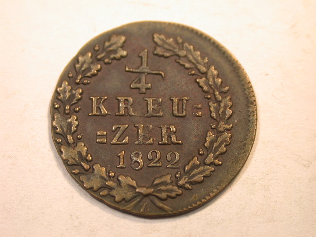  K06  Nassau  1/4 Kreuzer 1822 in f.vz    Originalbilder   