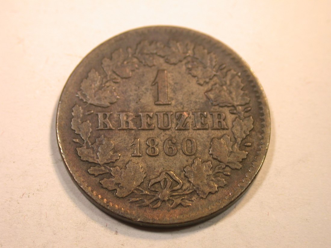  K06  Nassau  1 Kreuzer 1860 in ss+    Originalbilder   