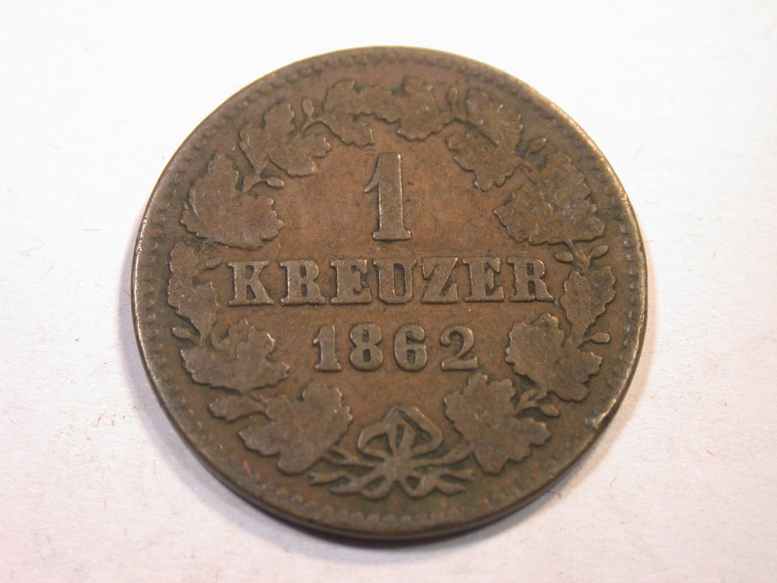  K06  Nassau  1 Kreuzer 1862 in ss    Originalbilder   