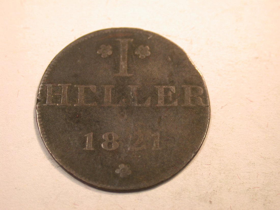  K06  Frankfurt  1 Heller 1821 in s-ss   Originalbilder   