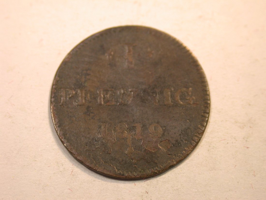  K06  Frankfurt  1 Heller Judenpfennig 1819 i s-ss    Originalbilder   