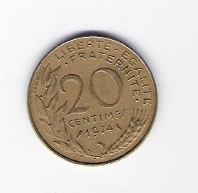  Frankreich 20 Centimes 1974 Al-N-Bro   Schön Nr.230 ( C 13 )   