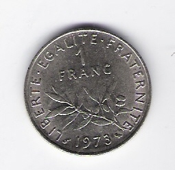  Frankreich 1 Francs 1973 N  Schön Nr.233 C 107)   