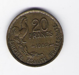  Frankreich 20 Francs Al-Bro 1952   Schön Nr.222   