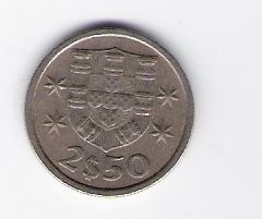  Portugal 2,5 Escudo 1973 K-N    Schön Nr.48   