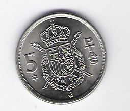  Spanien 5 Peseta 1975 K-N    Schön Nr.40   