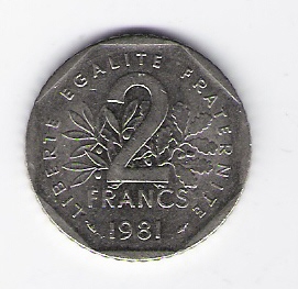  Frankreich 2 Francs 1981 N Schön Nr.240 (C85)   