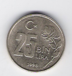  Türkei 25000 Lira 1998 K-N-Zk  Schön Nr.G235   