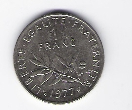  Frankreich 1 Francs 1977 N  Schön Nr.233 (C 111)   
