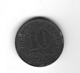  10 Pfennig 1921 Zink    Jäger Nr.299   