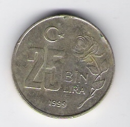  Türkei 25000 Lira 1999 K-N-Zk  Schön Nr.G235   