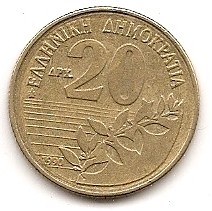  Griechenland 20 Drachmai 1990 #189   