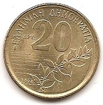  Griechenland 20 Drachmai 1994 #3   