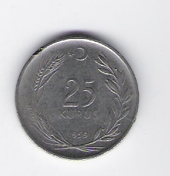  Türkei 25 Kurus 1959 St    Schön Nr.131   