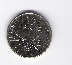  Frankreich 1/2 Franc N 1977   Schön Nr.232 (D1/388 )   