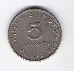  Griechenland 5 Drachmes K-N 1990   Schön Nr.84   