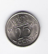  Niederlande 25 Cent 1964 N  Schön Nr.67   