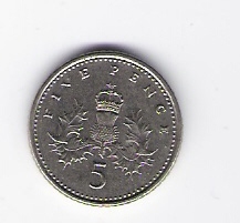  Grossbritannien 5 Pence 1990 K-N  Schön Nr.452 (DK 234)   