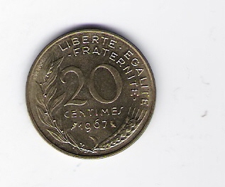  Frankreich 20 Centimes 1967 Al-N-Bro   Schön Nr.230 ( C153 )   