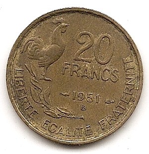  Frankreich 20 Francs 1951 B #217   