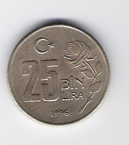  Türkei 25000 Lira 1996 K-N-Zk  Schön Nr.G235   