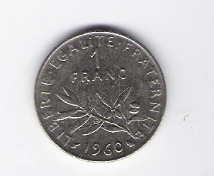  Frankreich 1 Francs 1960 N  Schön Nr.233 (C 110)   