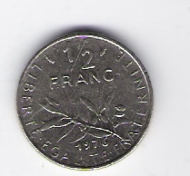  Frankreich 1/2 Franc N 1976   Schön Nr.232 (D1/393)   