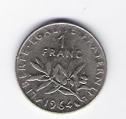  Frankreich 1 Francs 1964 N  Schön Nr.233 (C 103)   