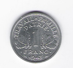  Frankreich 1 Franc 1943 Al    Schön Nr.213 C 53)   