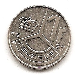  Belgien 1 Franc 1991 #48   
