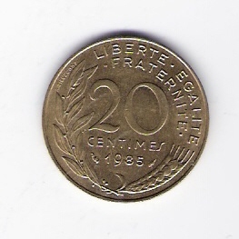  Frankreich 20 Centimes Al-N-Bro1985   Schön Nr.230 ( C 161 )   