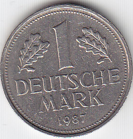  Deutschland 1 DM 1987 F ganz nah an vz, seltener   