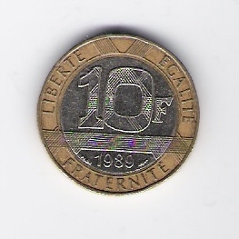  Frankreich 10 Francs 1989 Al-N-Bro/ N  Schön Nr.259 (C64)   