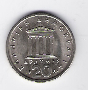  Griechenland 20 Drachmes K-N 1986   Schön Nr.86   