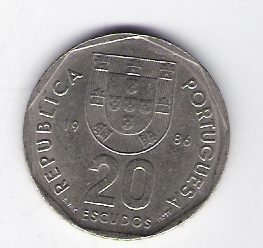  Portugal 20 Escudo 1986 K-N    Schön Nr.94   