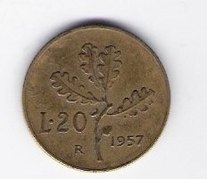  Italien 20 Lire 1957 Al-Bro    Schön Nr.94 (D2/293)   