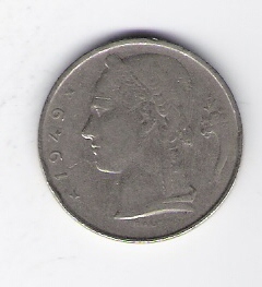  Belgien 5 Franc K-N 1949   Schön Nr.106fr   