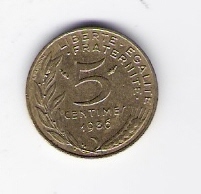  Frankreich 5 Centimes Al-N-Bro 1986  Schön Nr.228   