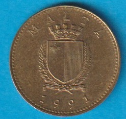  Malta 1 Cent Bro 1991 Mauswiesel Schön Nr. 92 (D7/128)   