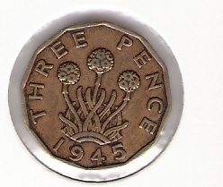  Grossbritannien 3 Pence 1945 N-Me Schön Nr.337   