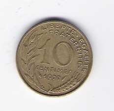  Frankreich 10 centimes Al-N-Bro 1977  Schön Nr.229   