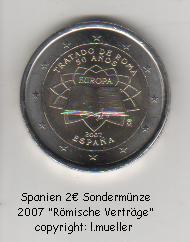 Spanien ...2 Euro Sondermünze 2007...Römische Verträge   