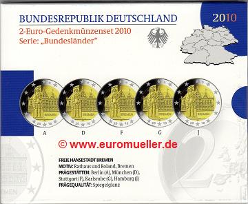 Deutschland ...2 Euro Gedenkmünzenset 2010...PP...Bremen   
