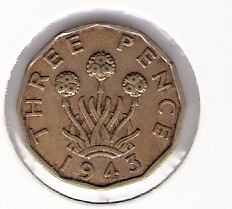  Grossbritannien 3 Pence 1943 N-Me Schön Nr.337   
