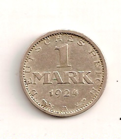  1 Mark 1924 A, sehr schön - vorzüglich   