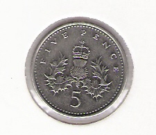  Großbritannien 5 Pence K-N 1992  Schön Nr.452 (DK 236)   