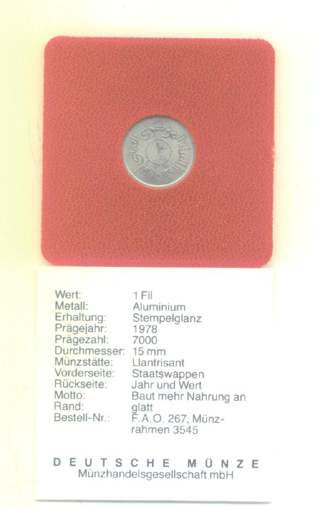 1 Fils Jemen 1978 (FAO) (Auflage nur 7050)